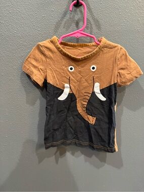 Kids Short Sleeve Elephant Graphic Tee - Brown & Black